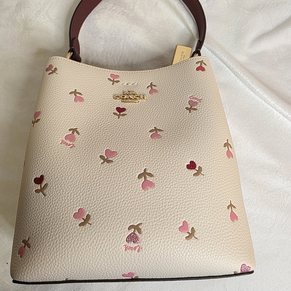 Coach Cream and Pink Floral Women's Bag - Picture 6 of 16